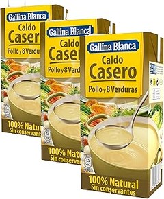 Caldo casero en brick para paella