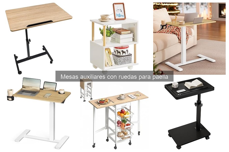 Tipos de mesas auxiliares con ruedas para paella