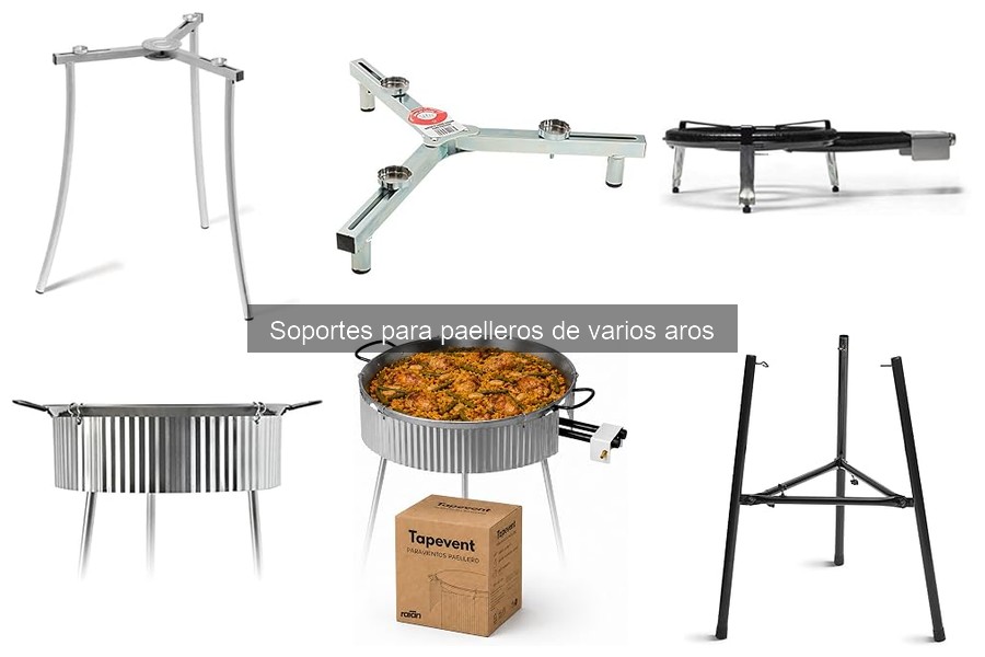 Tipos de soportes para paelleros de varios aros